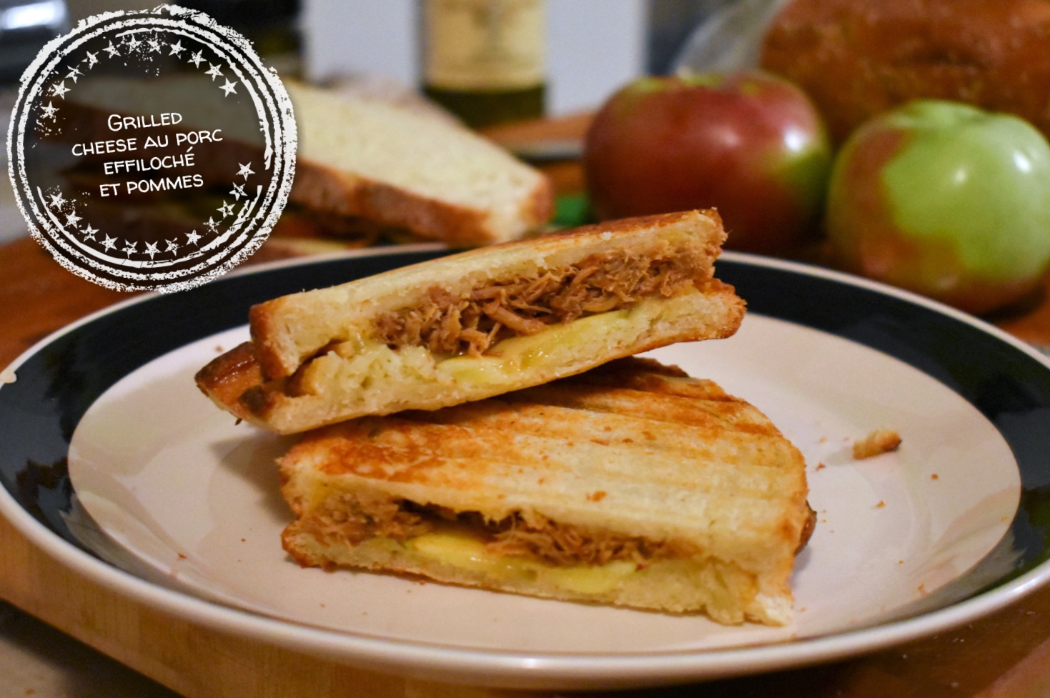 Grilled Cheese Au Porc Effiloché Et Pommes - 